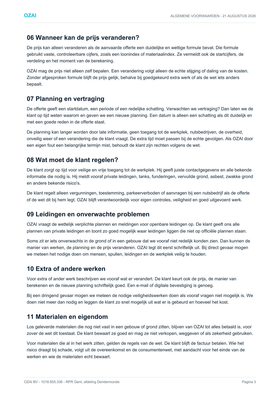 Algemene voorwaarden OZAI, pagina 3